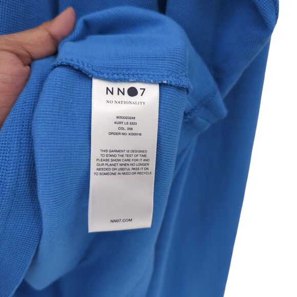 NN07 Men XXL Kurt Tee Blue Coral No Nationality Long Sleeve Cotton Modal Jersey - Picture 4 of 7